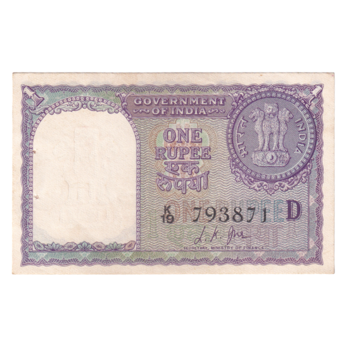 India 1963 1 Rupee F K19 793871 Banknote