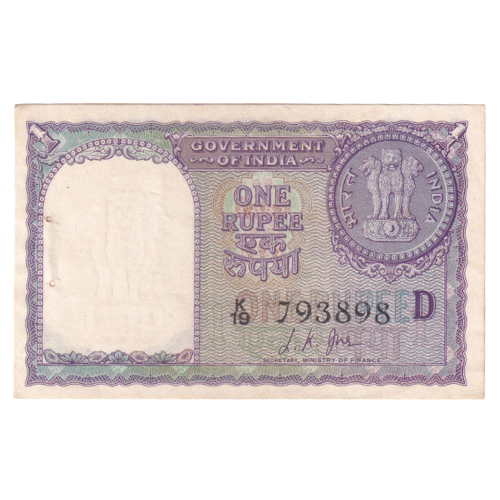 India 1963 1 Rupee F K19 793898 Banknote