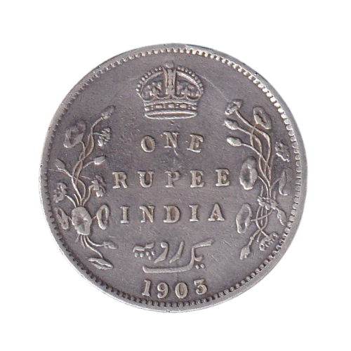 Indian 1903 1 Rupee F Edward VII King & Emperor Error Coin