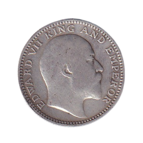 Indian 1909 1/2 Rupee F Edward VII King & Emperor Coin
