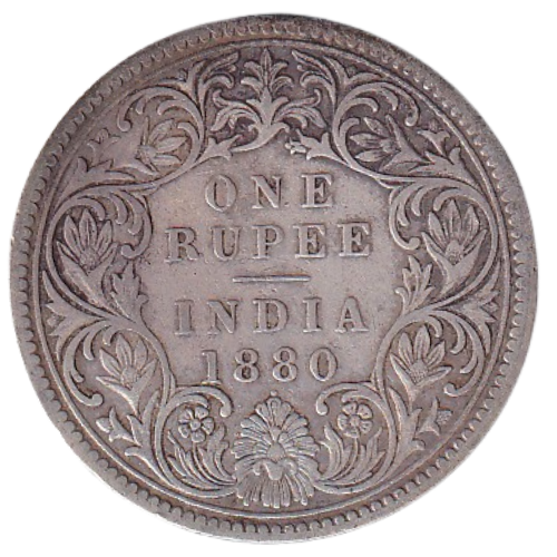 India 1880 1 Rupee F Victoria Empress Coin