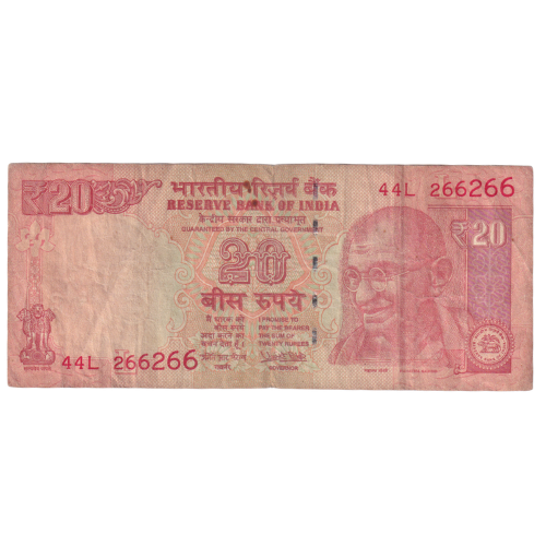 India 2017 20 Rupees F 44L 266266 Banknote