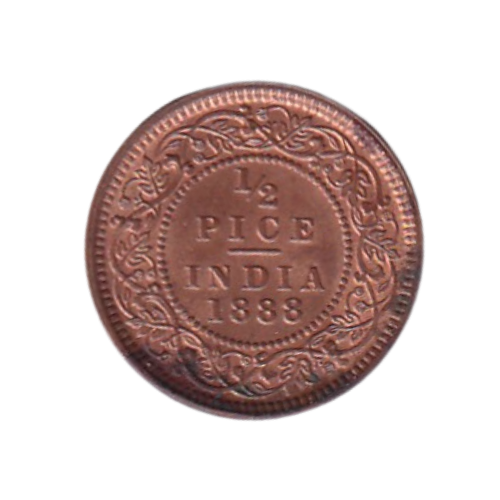 Indian 1888 1/2 Pice UNC Victoria Empress Coin
