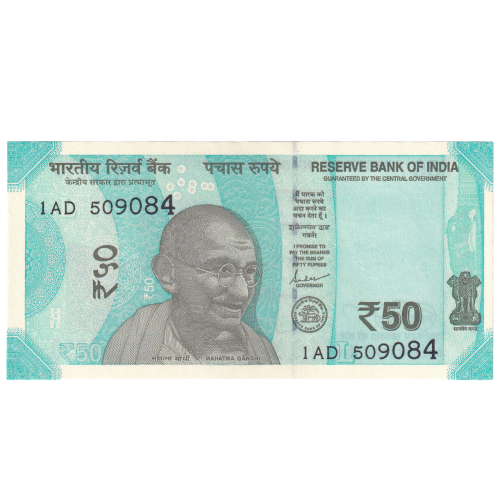 India 2019 50 Rupees VF 1AD 509084 Banknote