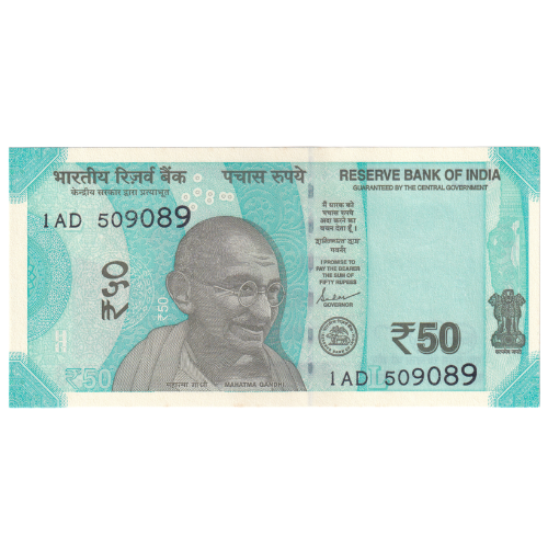 India 2019 50 Rupees UNC 1AD 509089 Banknote