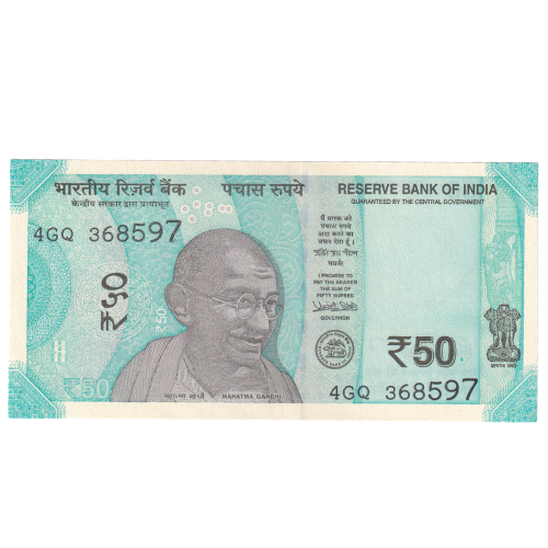 India 2018 50 Rupees UNC 4GQ 368597 Banknote
