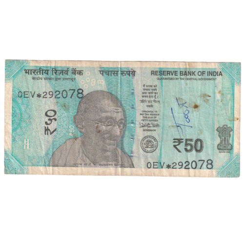 India 2018 50 Rupees UNC 0EV*292078 Banknote
