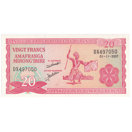 Burundi 2007 20 Francs UNC DX497050 Banknote 