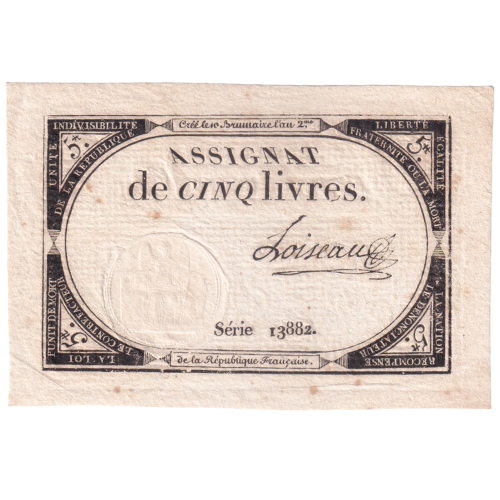 France 1793 5 Livres F Banknote 